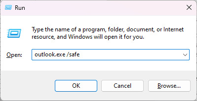 14 - press the Enter key or click OK to launch Outlook in safe mode